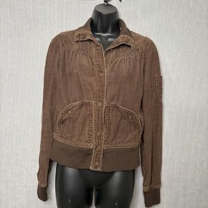 Women's Y2K Corduroy Bomber Flight Jacket Vintage 90s Medium Mossimo Cropped